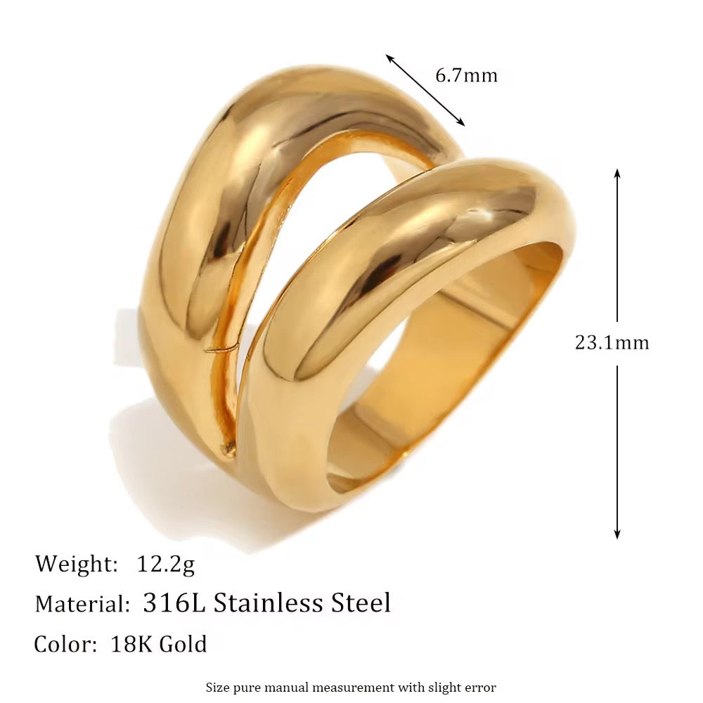 Gold Chunky Layered Ring