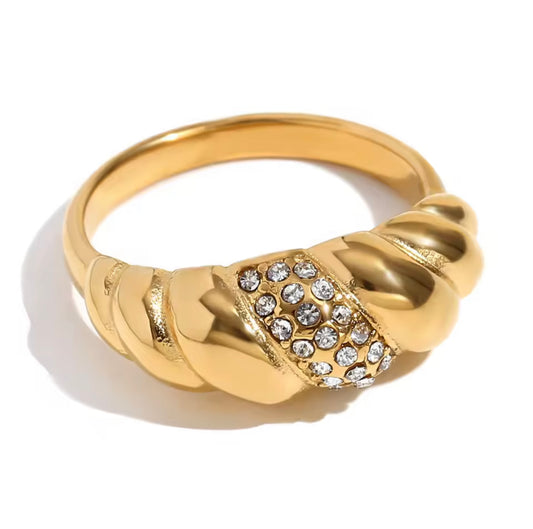 Croissant Rhinestone Ring