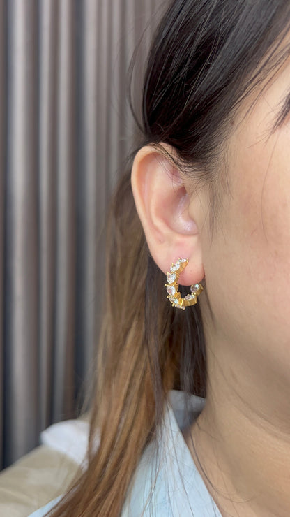Heart Gem Hoops